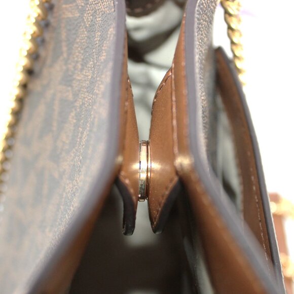 Michael Kors MK Signature Bucket Tote Brown Gold Chain Shoulder Bag NEW - Picture 9 of 9